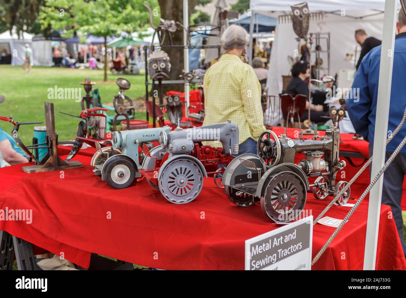 Vancouver, WA, USA June 23, 2018 Artworks made from upcycled old