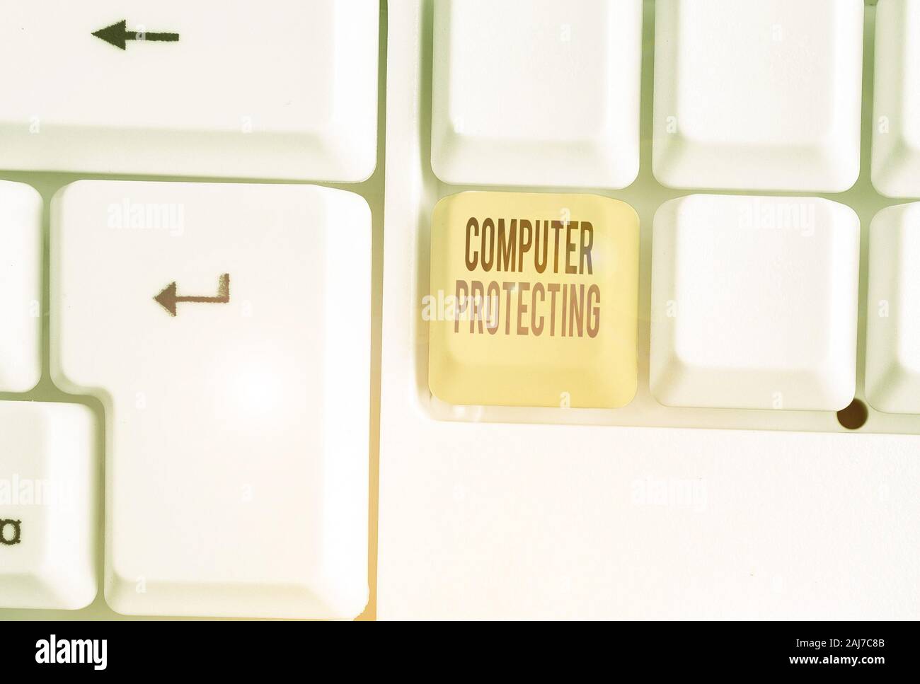 Word writing text Computer Protecting. Business photo showcasing protecting computer against unauthorized intrusions Stock Photo