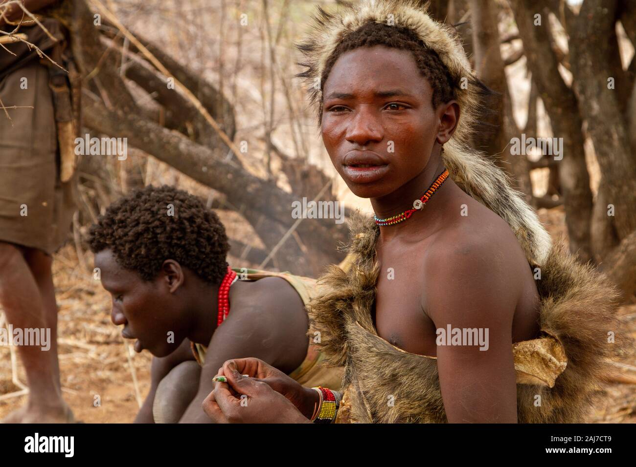 Hadzabe are an indigenous ethnic group in north-central Tanzania Stock Photo