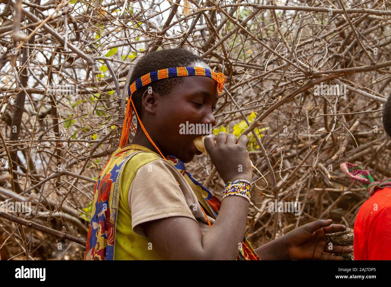 Hadzabe are an indigenous ethnic group in north-central Tanzania Stock Photo