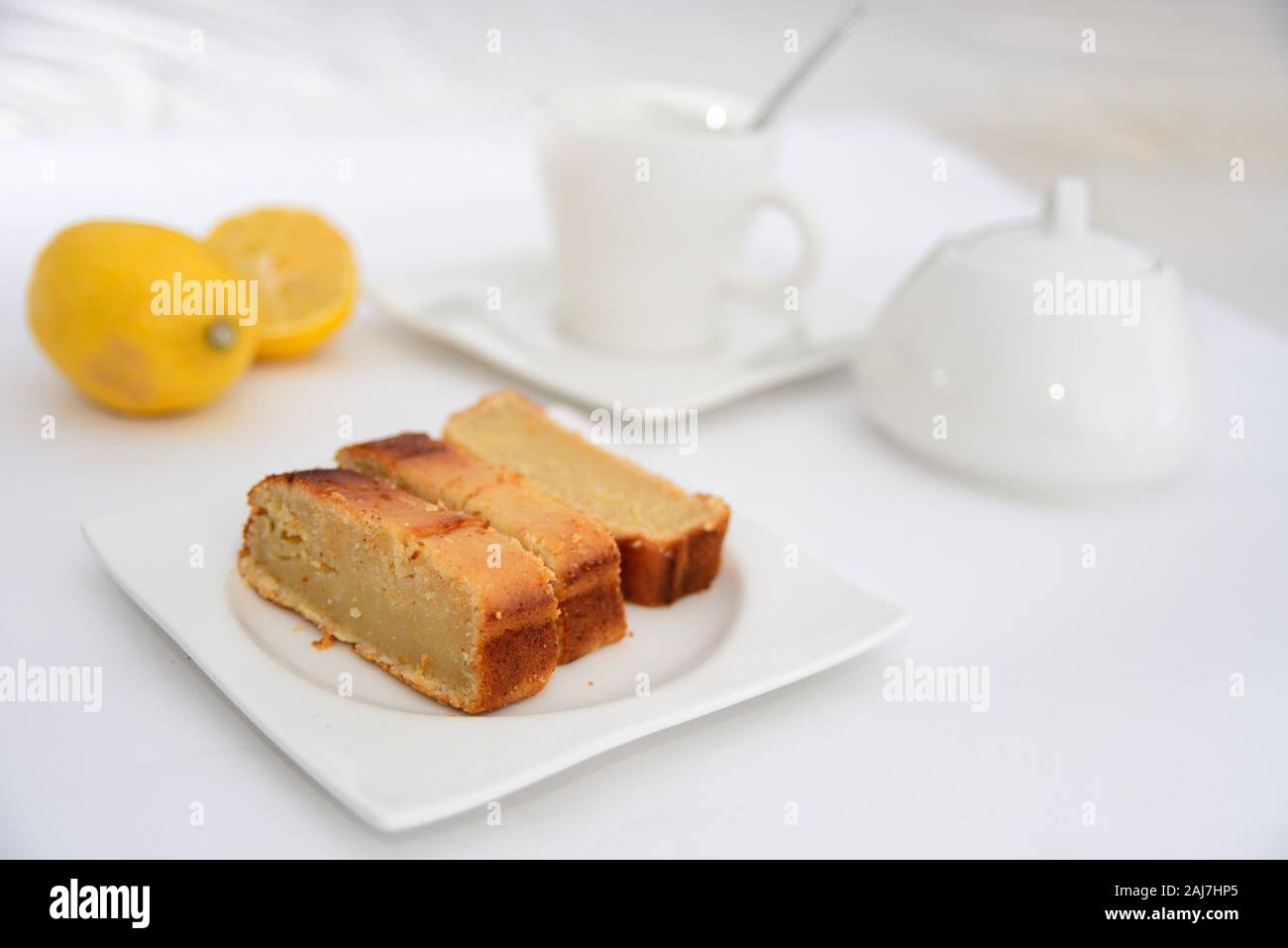 Breakfast with healthy cake Stock Photo
