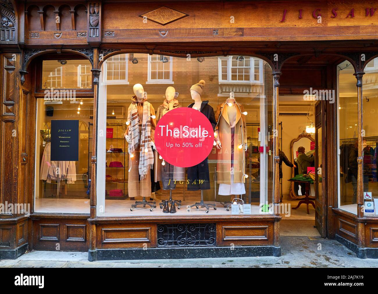 Christmas sale at the Jigsaw clothes shop in Cambridge, England Stock Photo  - Alamy
