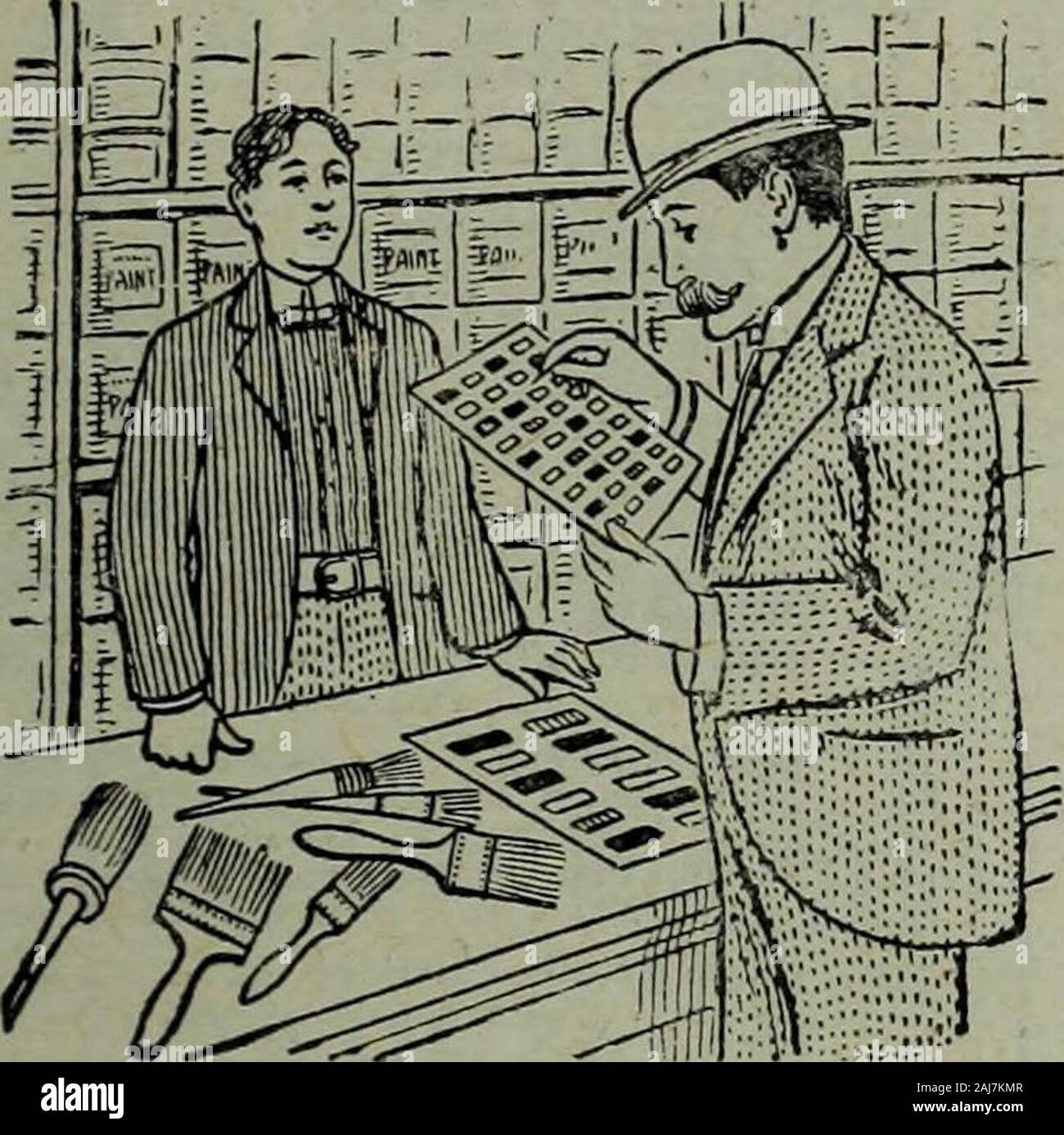 Hardware merchandising January-March 1911 . p.c. WROUGHT IRON WASHERS Canadian, 60 per oent. 82 HARDWARE AND METAL A Paint Proposition. Why not move the old un-salable stuff off your shelves;get inanice,fresh,live, up-to datepaint, and do the paint businessin your town ? You can get the paint businessbut you must have energy en-ough to first of all get the paint. When you have RAMSAYSPAINTS you can get the paint businessbecause you have a paint thatsells, at the proper price for thepurest and best. Face the proposition this year,dont put it off any longer Letus start you on the right roadfor a Stock Photo