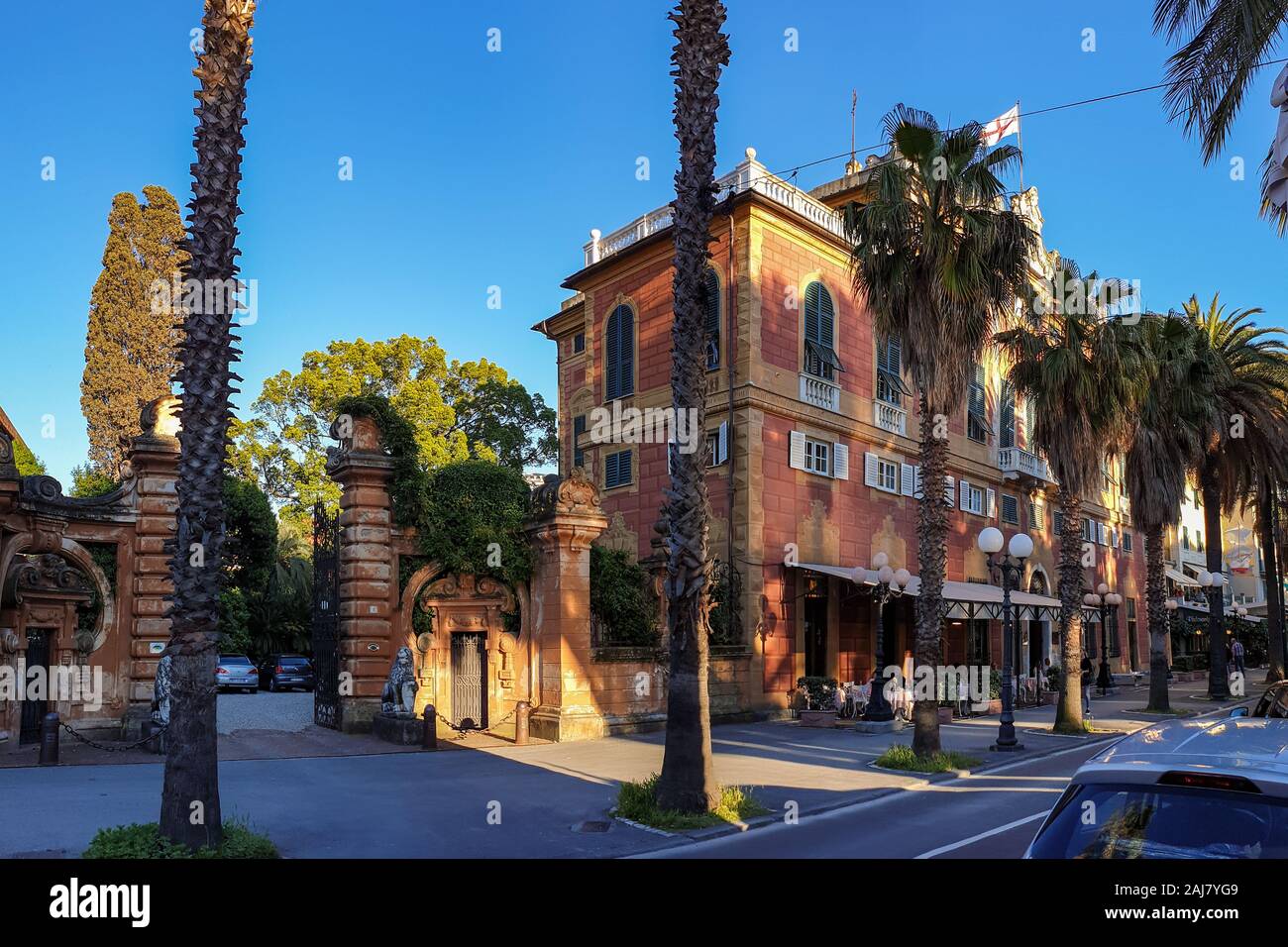 Sestri Levante, Italy - June 1, 2019 : The Hotel Villa Balbi in Sestri Levante, a 4* hotel near the sea. Stock Photo