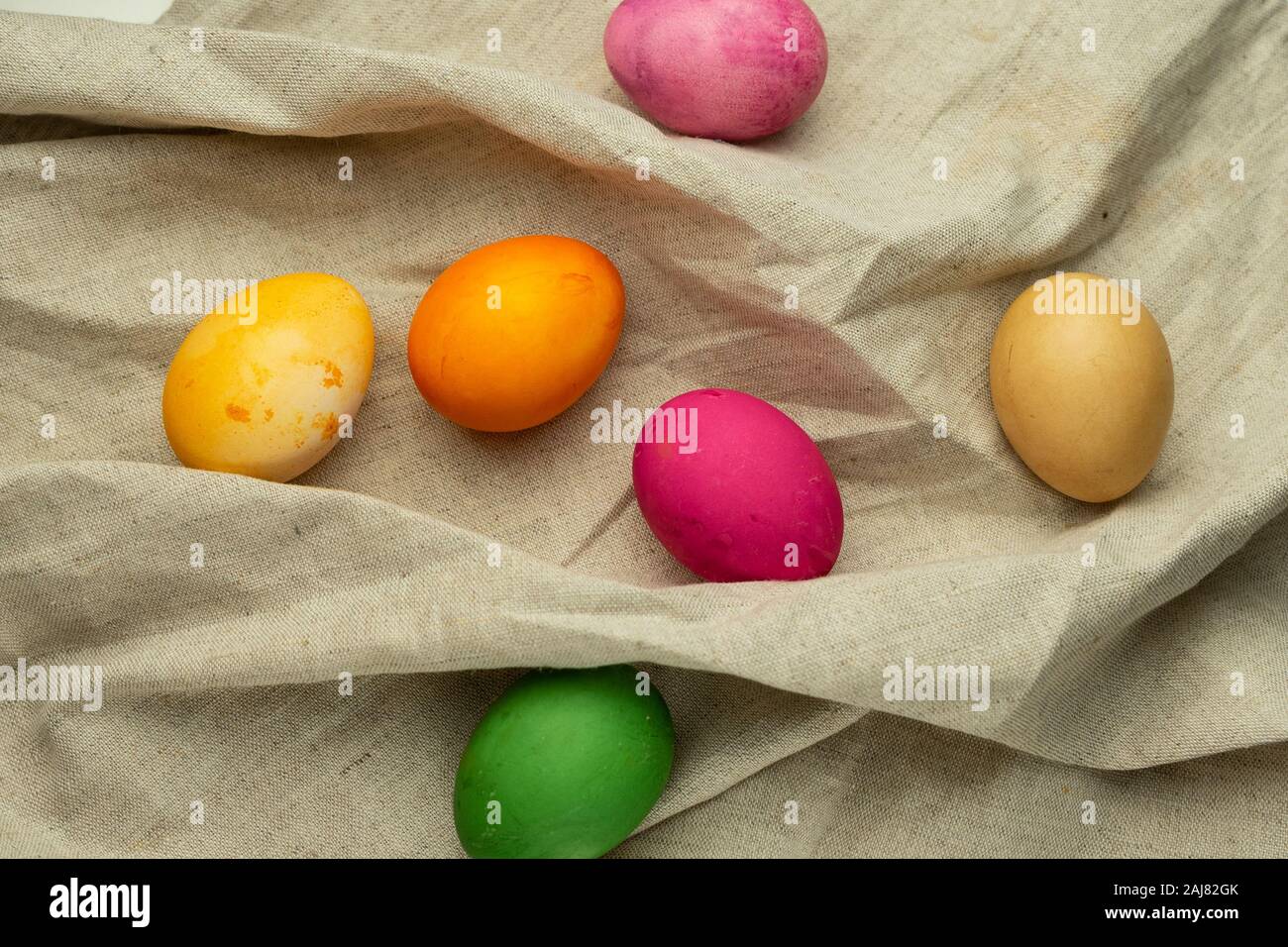 selective focus. Painted chicken eggs Stock Photo