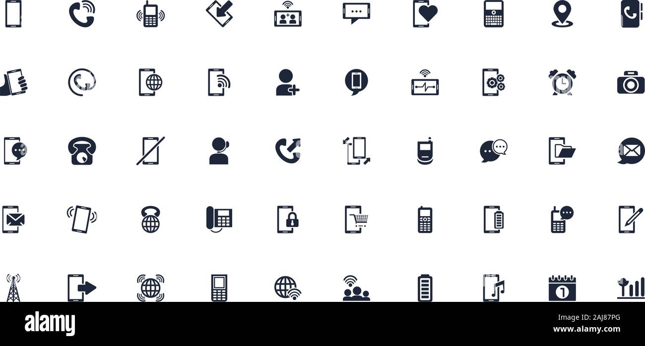 bundle of phone set icons Stock Vector