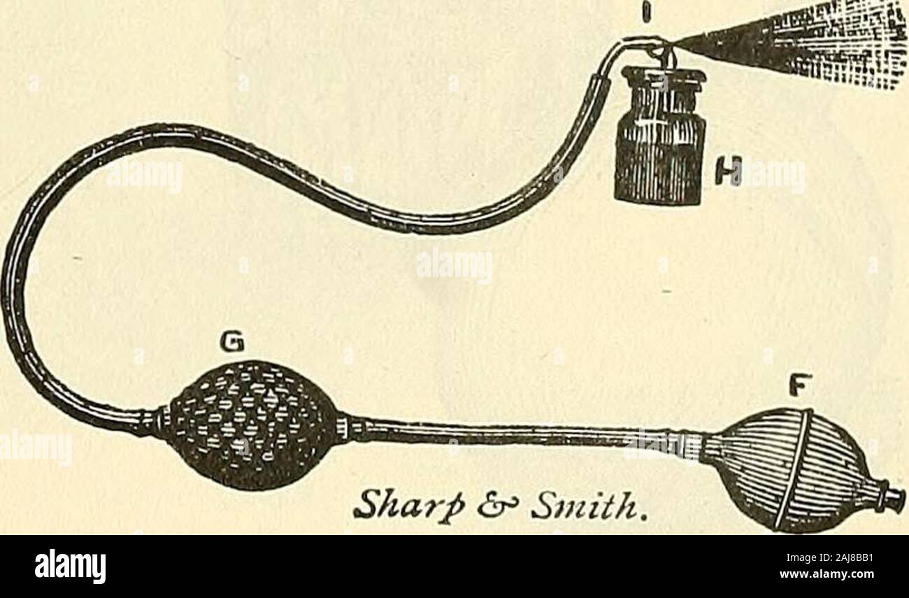 Catalogue of Sharp & Smith : importers, manufacturers, wholesale and retail dealers in surgical instruments, deformity apparatus, artificial limbs, artificial eyes, elastic stockings, trusses, crutches, supporters, galvanic and faradic batteries, etc., surgeons' appliances of every description . 2644 Sharp &r Smith.2646 492 , SHARP & SMITH, CHICAGO. FIG. *2634*2635^2636*2637263S2639*2 640*264i *2642 2643*2644 2645^2646*2647*2648*2649 MOUTH AND THROAT INSTRUMENTS. Magic Atomizer, No. 1, single bulb , . Hard Rubber, No. 5, single bulb No. 25 No. 30 Mattsons No. i Atomizer, single bulb Clinical M Stock Photo