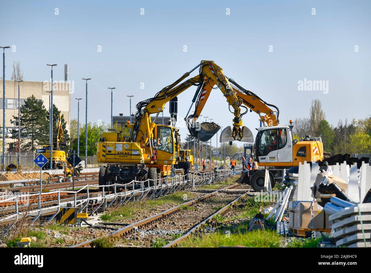 Bauarbeiten Dredner Bahn, Marienfelde, Tempelhof-Schöneberg, Berlin, Deutschland Stock Photo