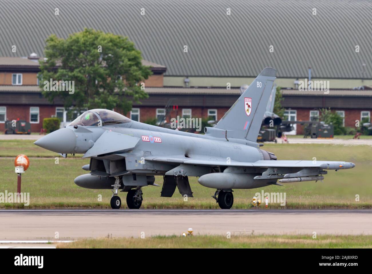 Royal Air Force (RAF) Eurofighter EF-2000 Typhoon FGR4 multirole fighter aircraft ZJ927 from No.29(R) at RAF Coningsby. Stock Photo