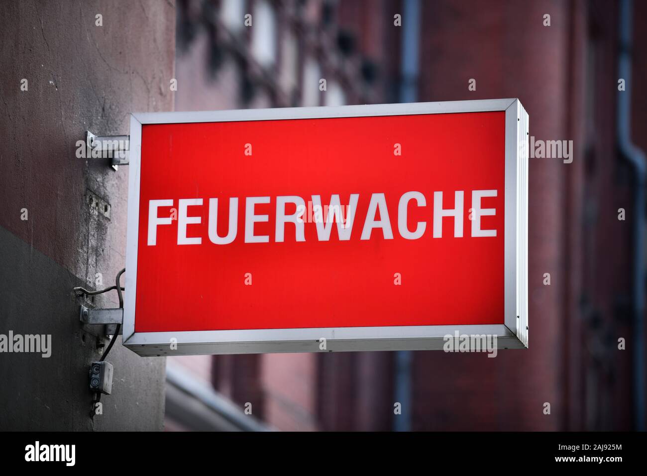 Schild Feuerwache, Feurigstraße, Schöneberg, Berlin, Deutschland Stock Photo