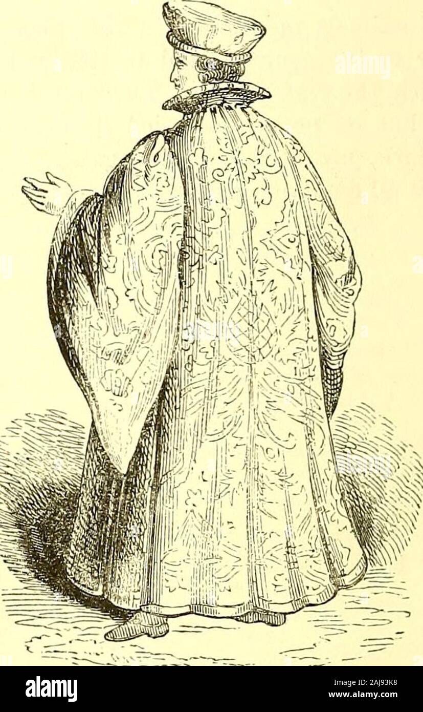 The comedies, histories, tragedies, and poems of William Shakspere . in coif, and on hisforehead he wears a crimson kind of mitre, witha gold border, and, behind, it turns up in formof a horn : on his shoulders he carries ermineskins to the middle, which is still a badge ofthe Consuls habit; on his feet he wears em-broidered sandals^, tied with gold buttons, andabout his middle a most rich belt, embroideredwith costly jewels, in so much, that the habit of n C. Vecellio, a much better authority, says slippers. Porta in piedi le piaiidelle piu del medesimo usasi ancheda cavallieri nobili di Vene Stock Photo