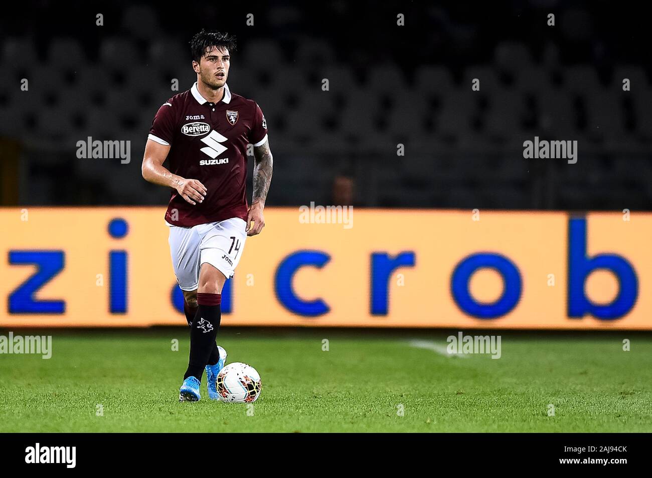 Turin, Italy. 8 August, 2019: Kevin Bonifazi of Torino FC in action during the UEFA Europa League third qualifying round football match between Torino FC and FC Shakhtyor Soligorsk. Torino FC won 5-0 over FC Shakhtyor Soligorsk. Credit: Nicolò Campo/Alamy Live News Stock Photo