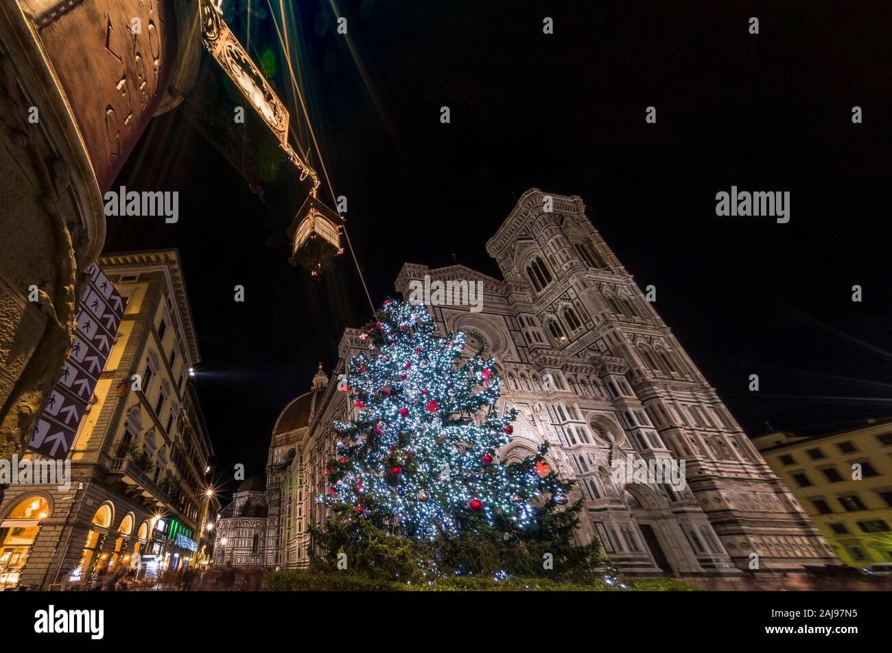 Florence - facade of Duomo cathedral during Christmas Stock Photo