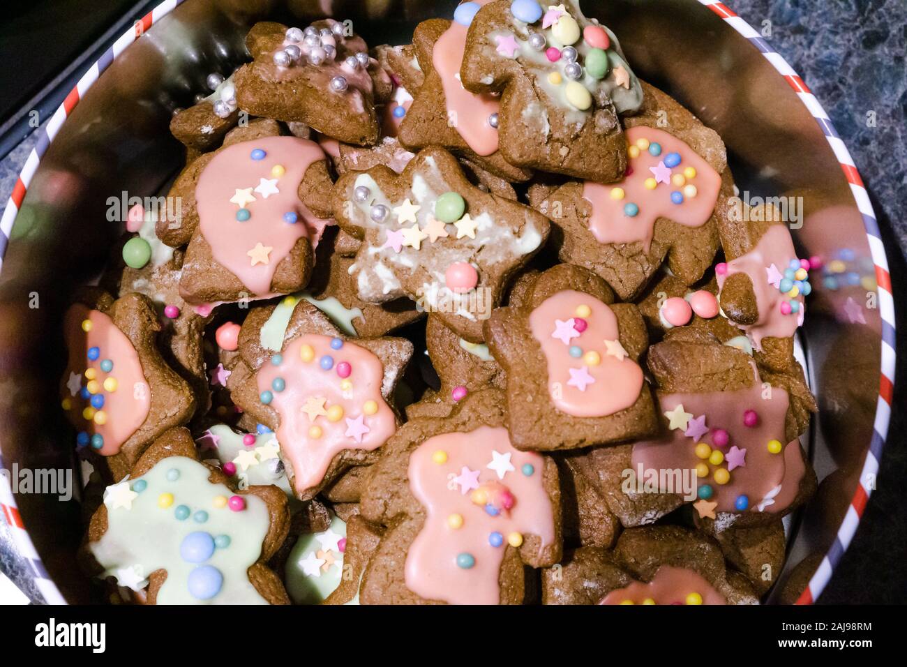 Decorated gingerbread angel biscuits for Christmas Stock Photo Alamy