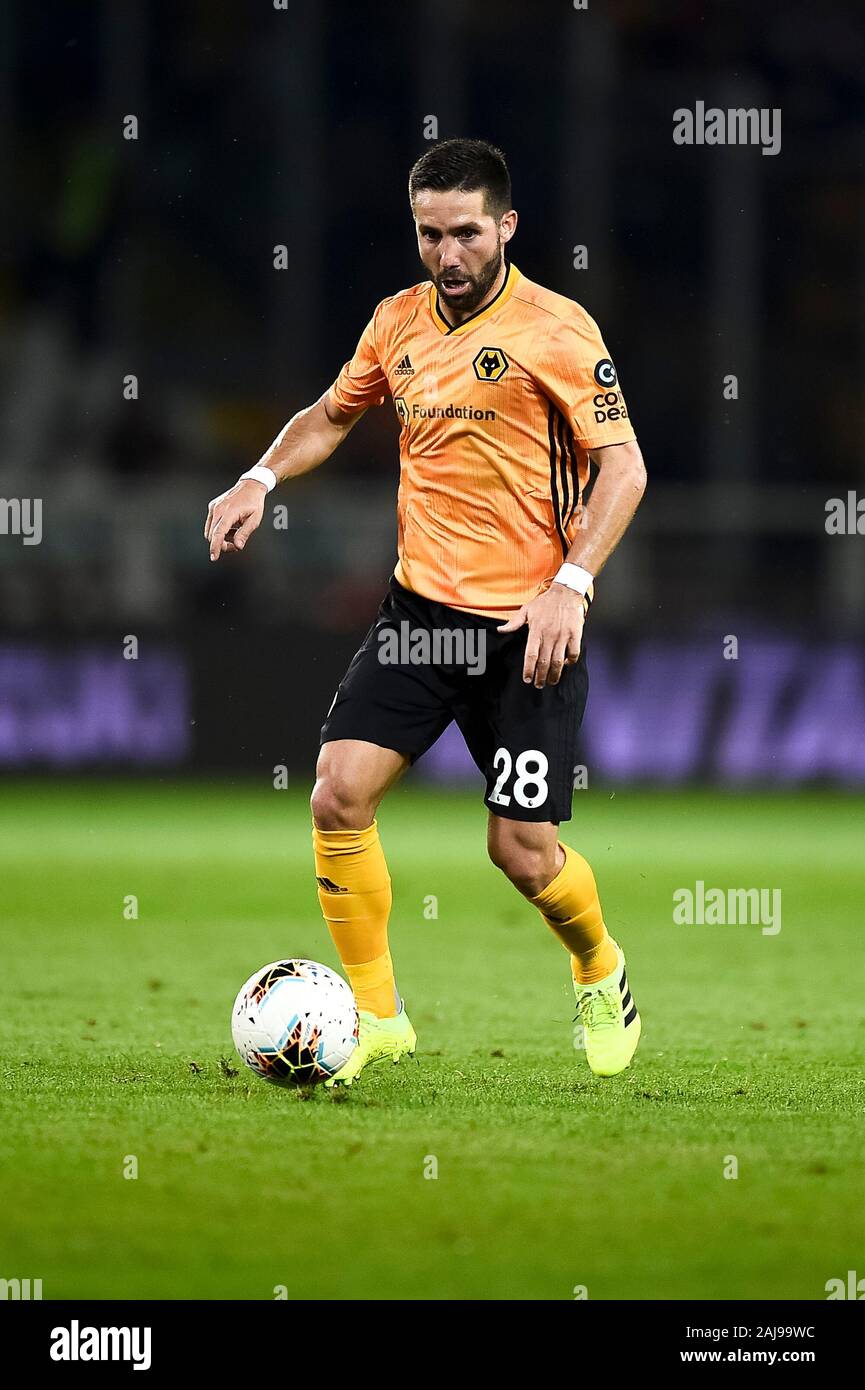 Turin, Italy. 22 August, 2019: Joao Moutinho of Wolverhampton Wanderers FC in action during the UEFA Europa League playoff football match between Torino FC and Wolverhampton Wanderers FC. Wolverhampton Wanderers FC won 3-2 over Torino FC. Credit: Nicolò Campo/Alamy Live News Stock Photo