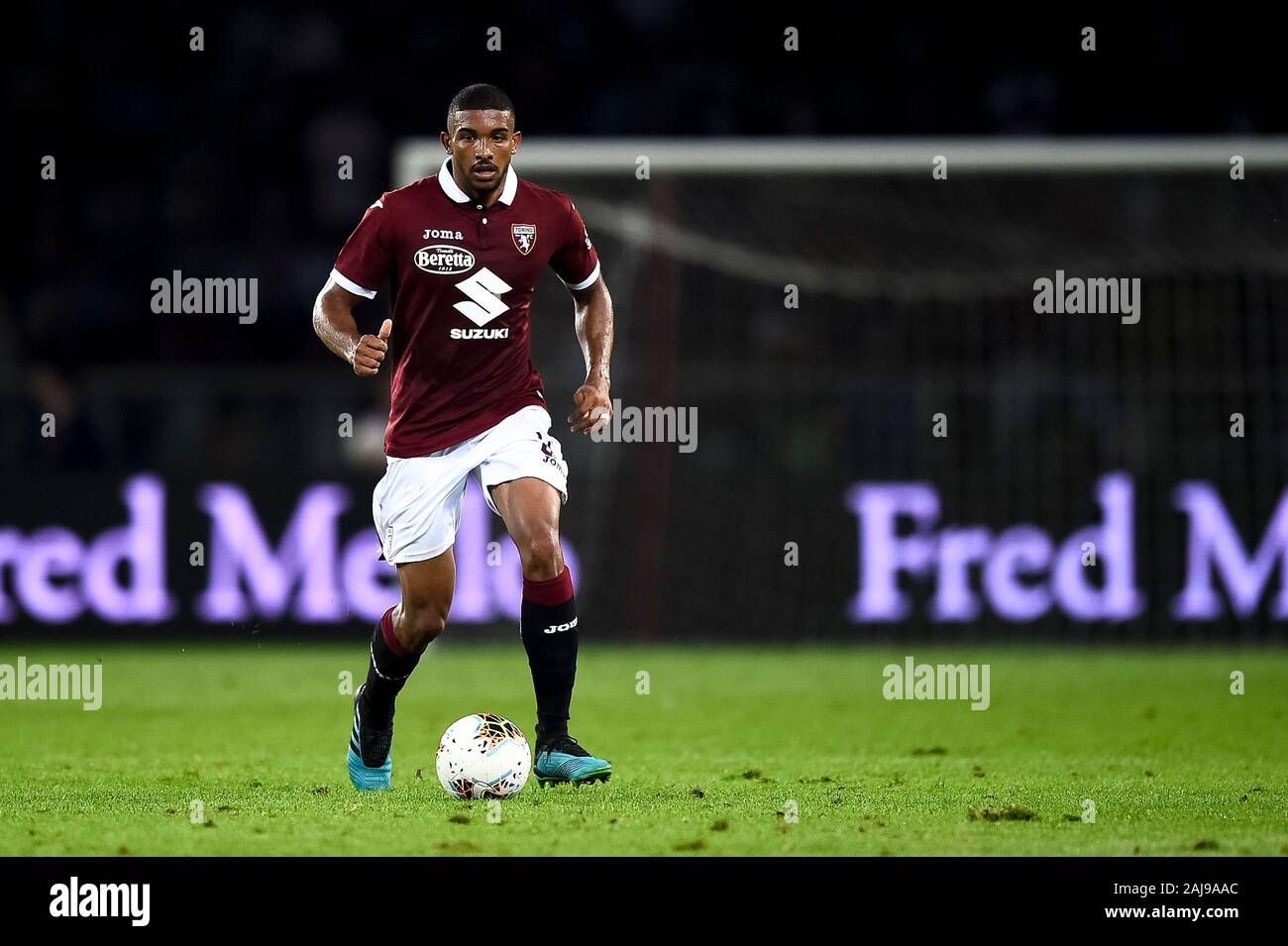 Turin, Italy. 22 August, 2019: Gleison Bremer of Torino FC in action during the UEFA Europa League playoff football match between Torino FC and Wolverhampton Wanderers FC. Wolverhampton Wanderers FC won 3-2 over Torino FC. Credit: Nicolò Campo/Alamy Live News Stock Photo