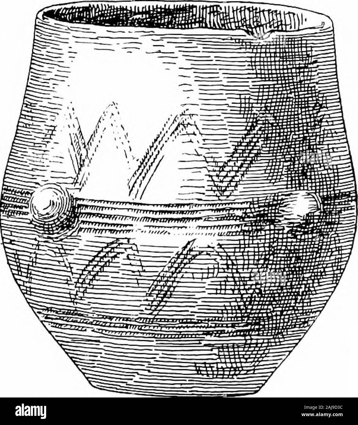 A guide to the antiquities of the bronze age in the Department of British and mediæval antiquities . ns. The sides of most were nearly vertical (fig.19), and the ornament consisted of a raised band a little below therim, with finger-indentations or a few bosses in the same position.Two large hollows were found in which cremation had takenplace, the ashes being subsequentljr transferred to the graves,where they were placed in, or covered by, the urns. No metalwas found on this site, though aJjout thirty burials were foundin a space of 50 ft. by 20 ft. Examples of the food-vessel are here arrang Stock Photo