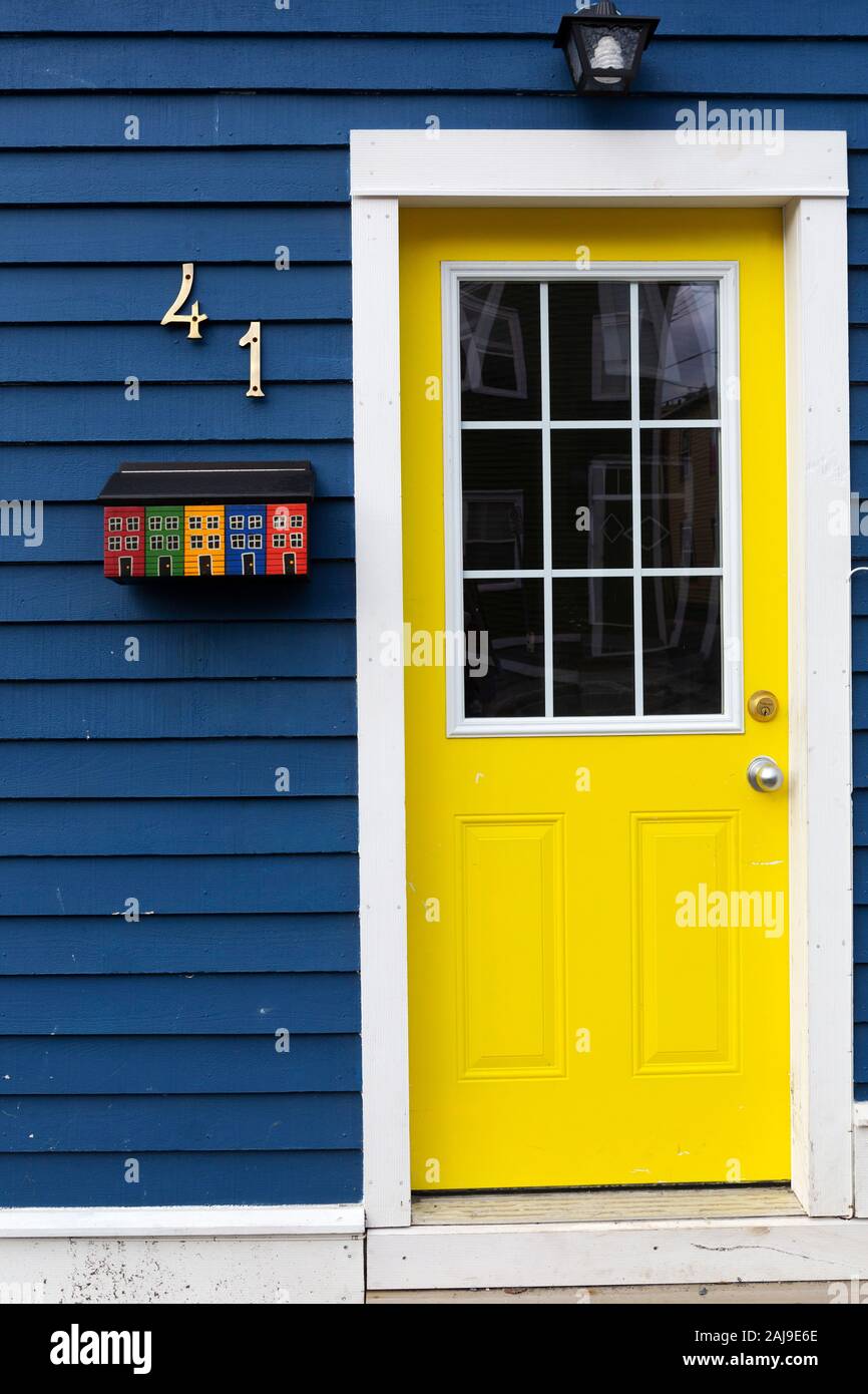 Facade of a purple house in St John s Newfoundland and Labrador