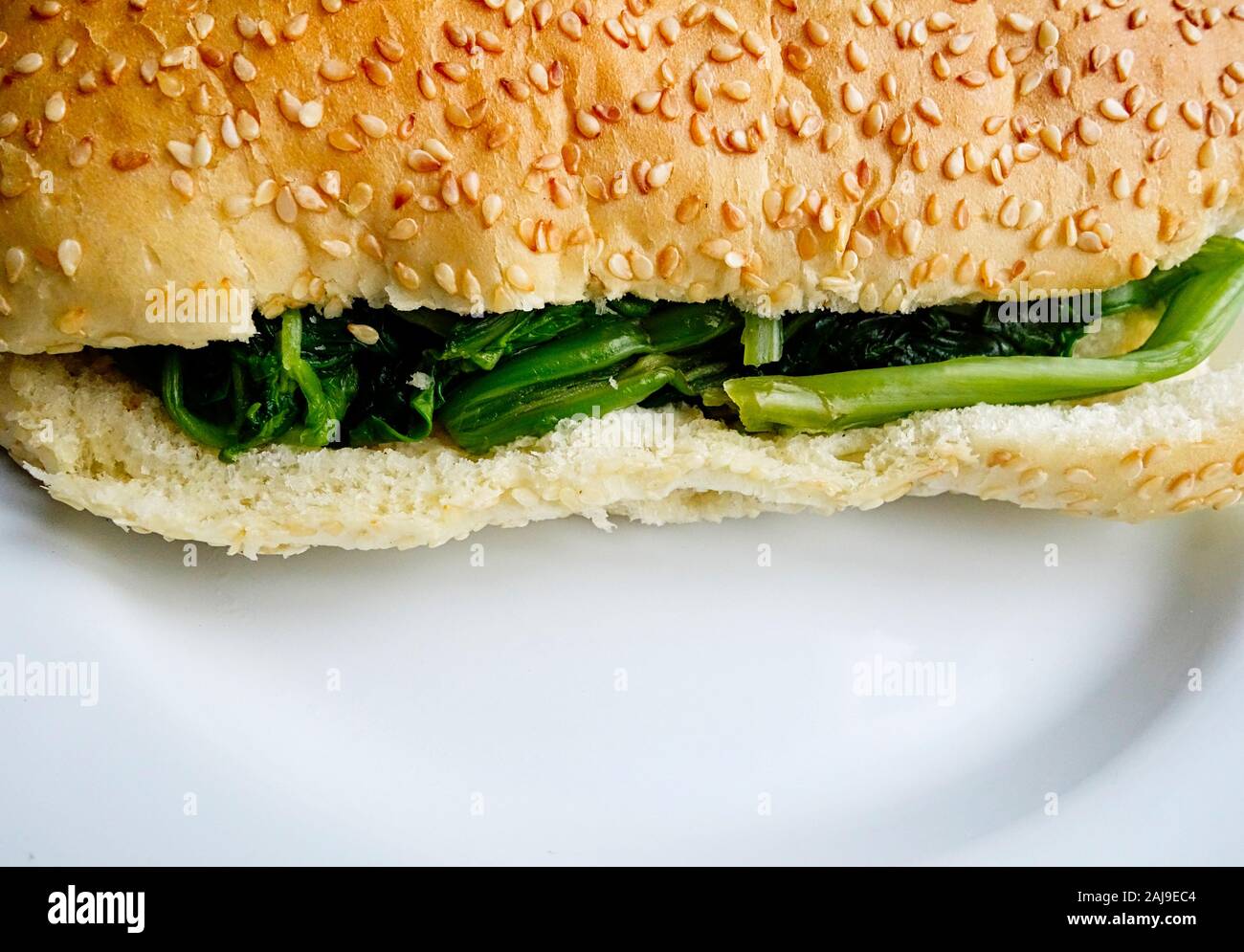 Healthy Spinach Sandwich Stock Photo Alamy