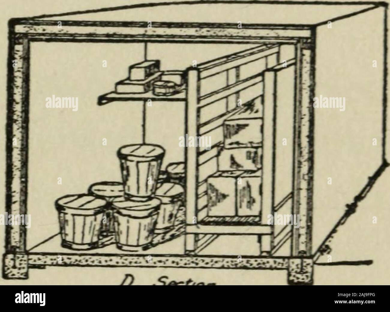 The farmer his own builder : a guide and reference book for the construction of dwellings, barns and other farm buildings, together with their utilities, describing reliable methods, offering practical suggestions, presenting numerous details and formulas, and explaining simple rules for estimating the labor and materials required With special reference to concrete and carpentry . , Detail. D, Secret Fig. 8.—Plan of a farm refrigerator. other floors, or for a mow space, as in the case of astock barn. To illustrate the exterior of the structure sketch a 30 THE FARMER HIS OWN BUILDER view or ele Stock Photo