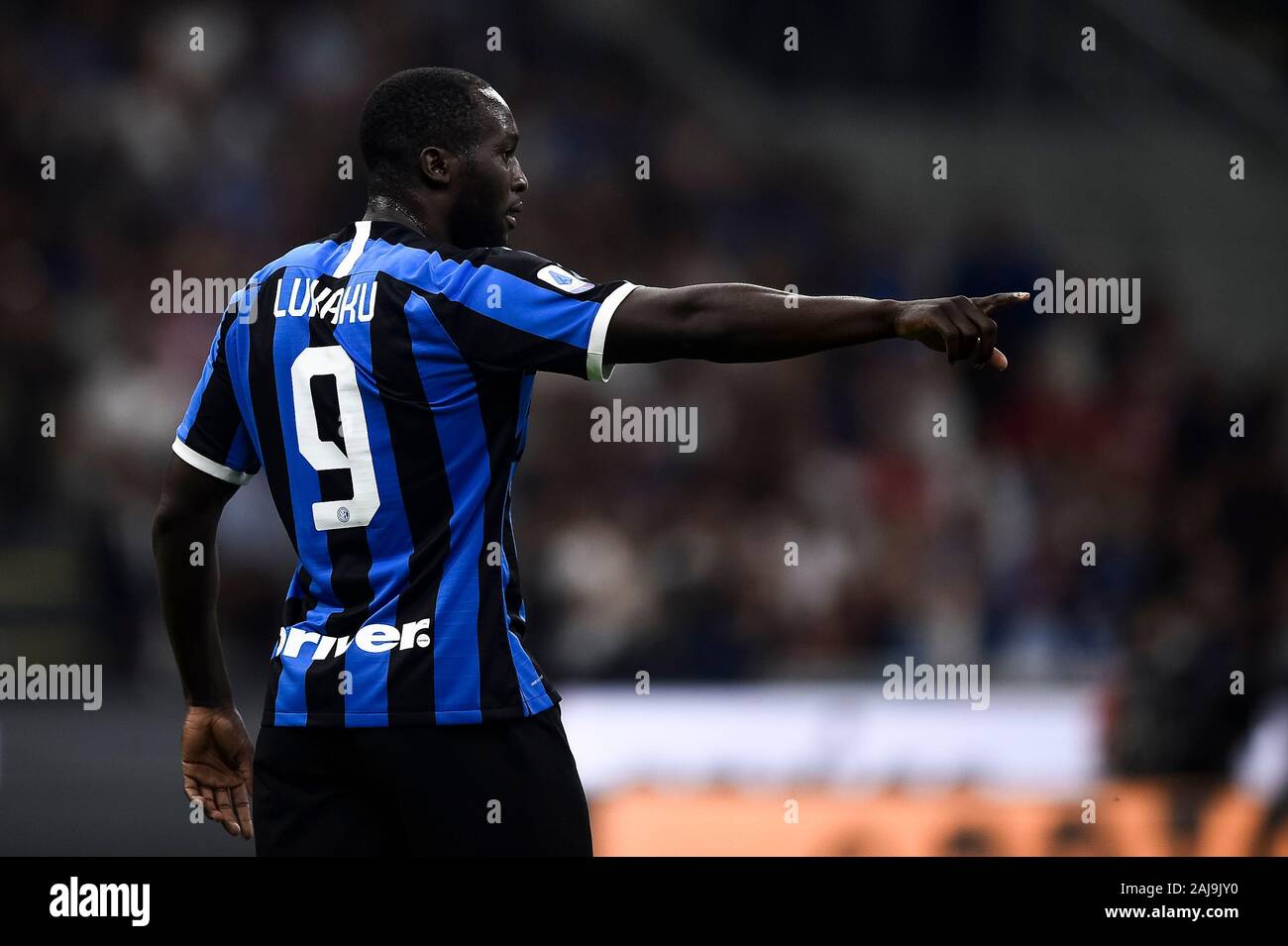 Milan, Italy. 14 September, 2019: Romelu Lukaku of FC Internazionale gestures during the Serie A football match between FC Internazionale and Udinese Calcio. FC Internazionale won 1-0 over Udinese Calcio. Credit: Nicolò Campo/Alamy Live News Stock Photo