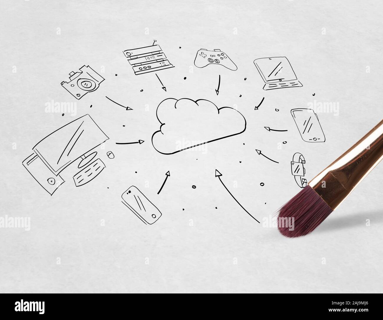 Pencil drawing online task management concept Stock Photo - Alamy