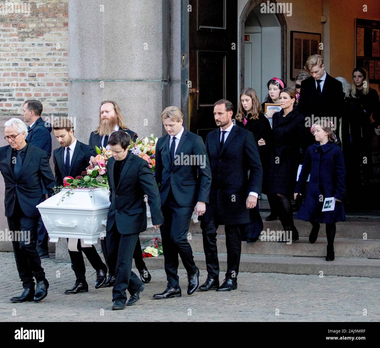 Oslo Norway 03rd Jan 2020 Crown Prince Haakon Princess M Rtha Louise Maud Angelica Behn Leah Isadora Behn And Emma Tallulah Behn Leave At The Cathedral Of Oslo On January 3 2020 After