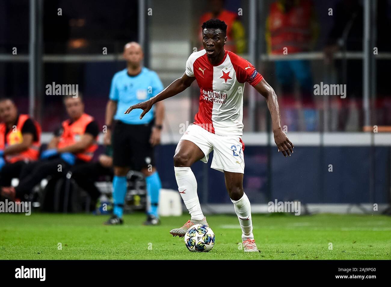 Milan, Italy. 17 September, 2019: Ibrahim Traore of SK Slavia Praha in  action during the UEFA Champions League football match between FC  Internazionale and SK Slavia Praha. The match ended in a