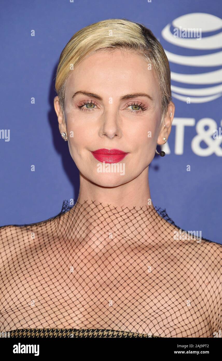 PALM SPRINGS, CA - JANUARY 02: Charlize Theron attends the 31st Annual Palm Springs International Film Festival Film Awards Gala at Palm Springs Convention Center on January 02, 2020 in Palm Springs, California. Stock Photo
