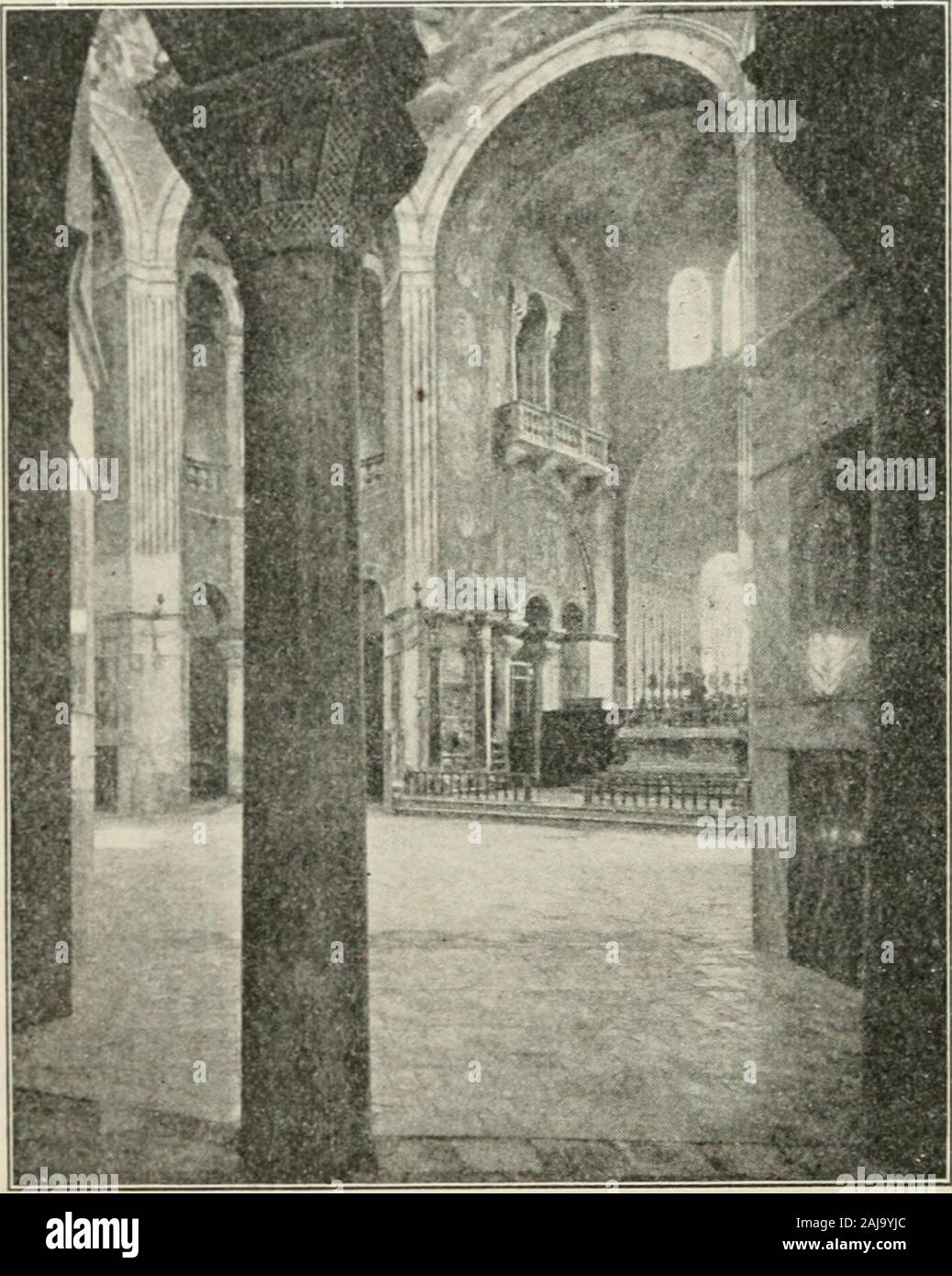 Monuments of the early church . ially the same constructive scheme is repeated in SS.Sergius and Bacchus at Constantinople (Fig. 47), which was built about thesame time. Avery differenteffect is pro-duced, however,by a change ina feature whichis almost purelydecorative, name-ly, in the niches.The niche oppo-site the apse andthe central nicheon either side ofthis line weresuppressed bysimply carryingthe row of col-umns straightacross from pillarto pillar, with theconsequence ofgiving the rooma distinct longi-tudinal direction,and of permitting the inclusion of the whole room within aquadrangula Stock Photo
