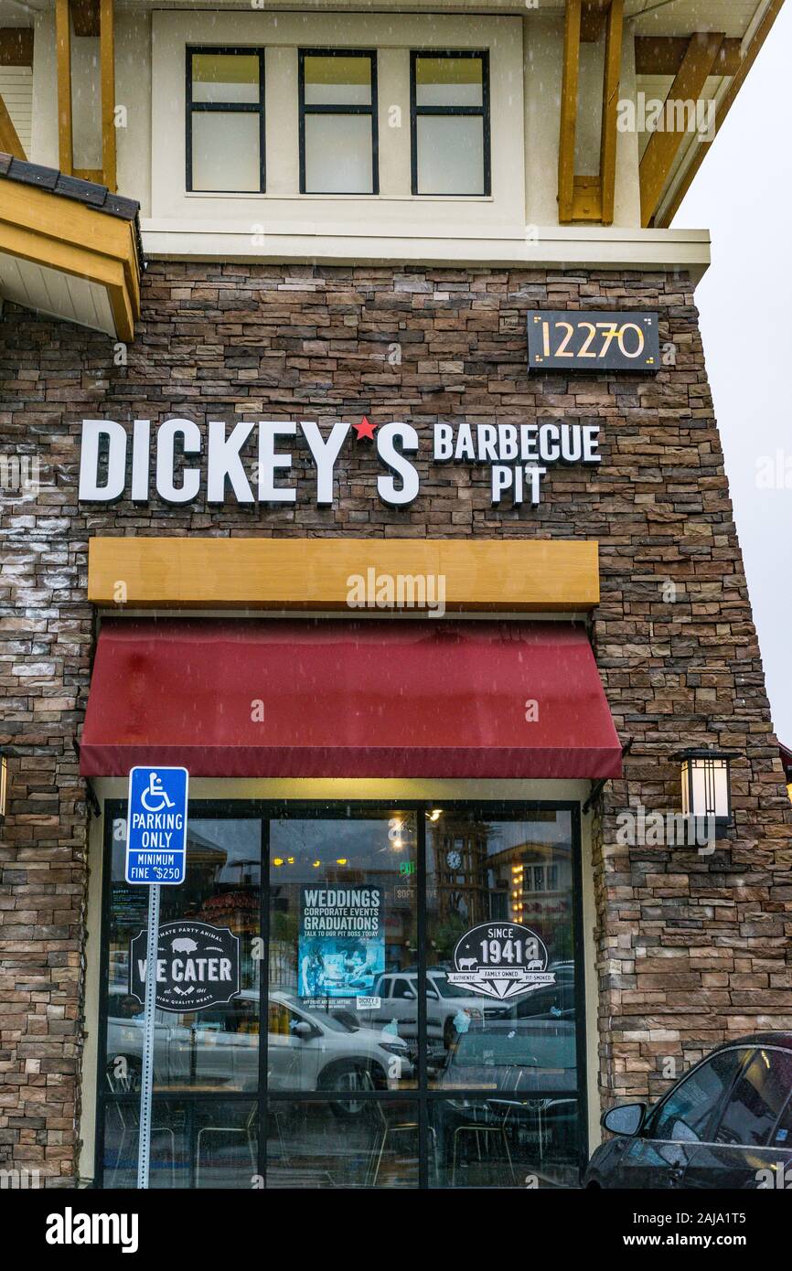 Dickeys barbecue pit restaurant in Rancho California USA on Baseline ave, Stock Photo