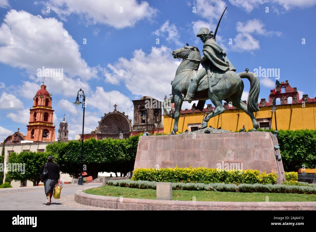 General Ignacio Maria Allende Unzaga, a hero of the Mexican Revolution and one of the namesakes of the city in Civic Plaza, San Miguel de Allende, Mex Stock Photo