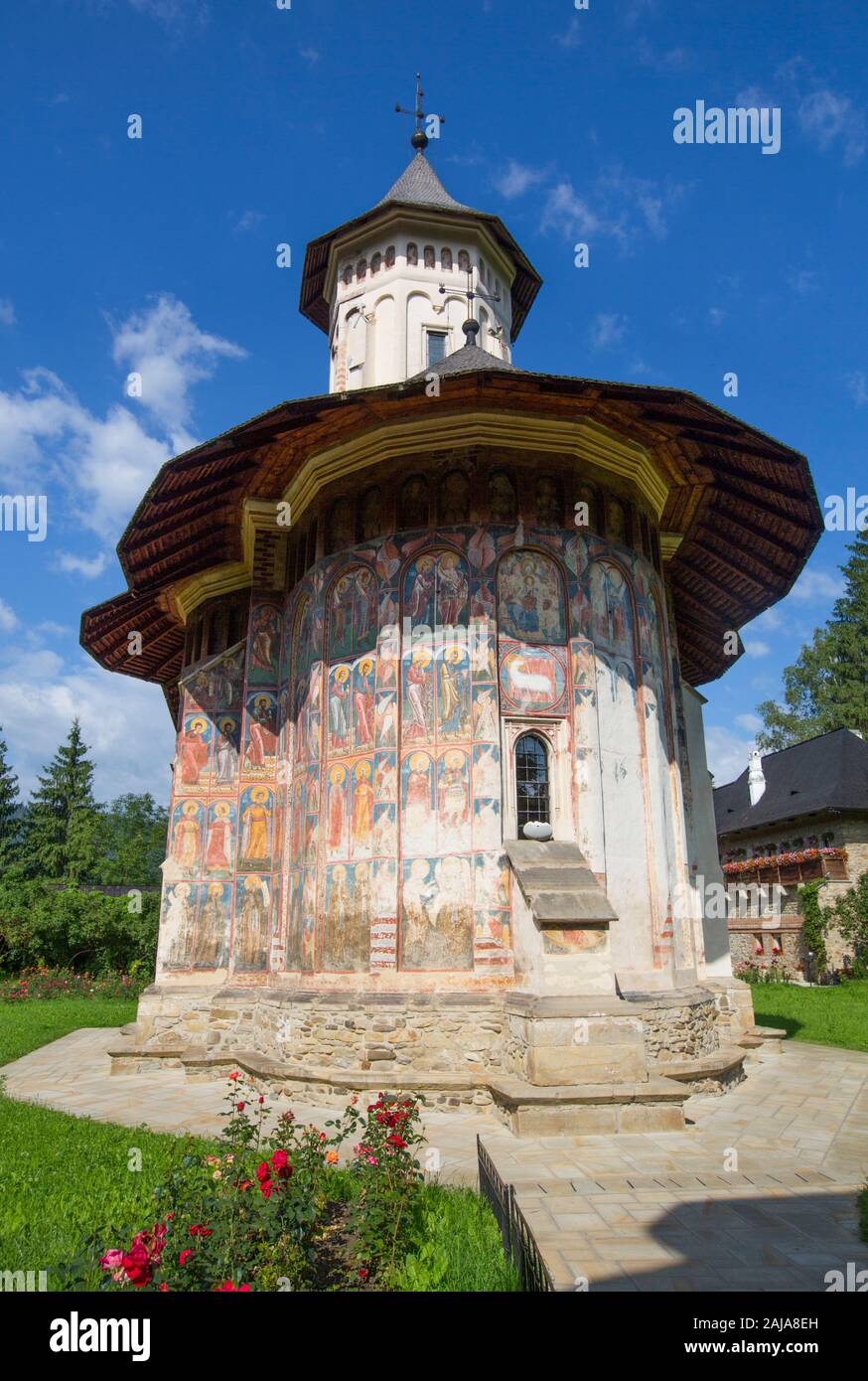 Moldovita Monastery, 1532, Painted Monasteries, UNESCO World Heritage Site, Vatra Moldovitei, Suceava County, Romania Stock Photo