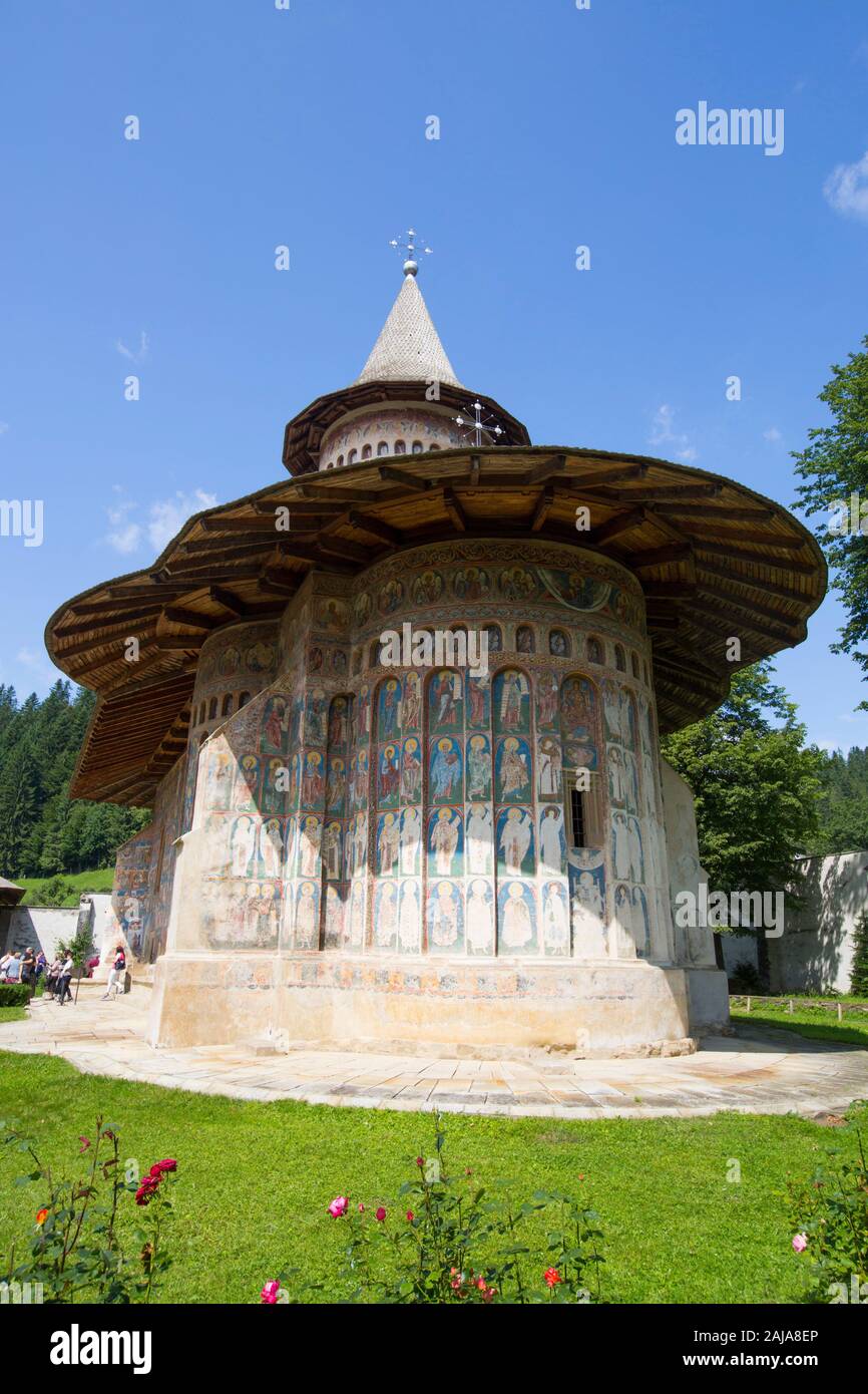 Voronet Monastery, 1488, Painted Monasteries, UNESCO World Heritage Site, Gura Humorului, Suceava County, Romania Stock Photo