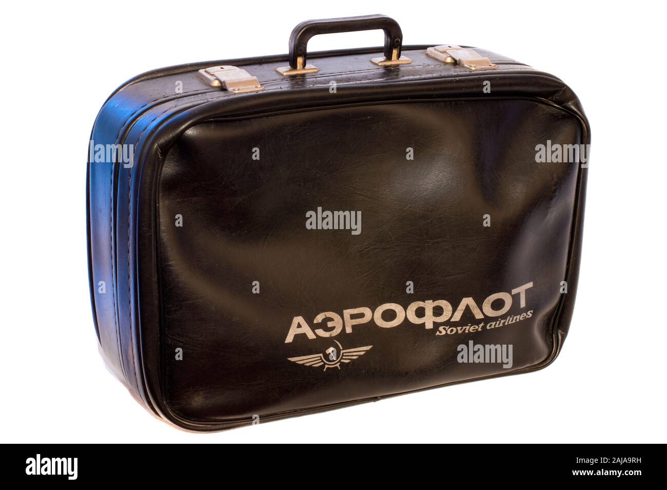 Suitcase for carrying things with the inscription Aeroflot. Relic. Old  things. Russia. Dembel's suitcase Stock Photo - Alamy