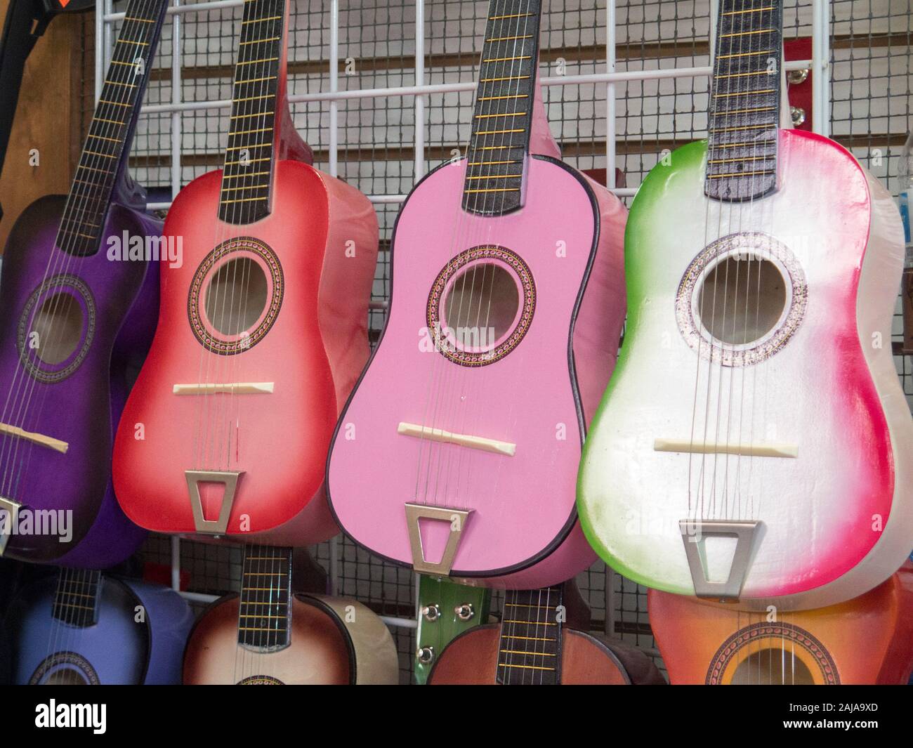 toy guitars in market, San Antonio Texas Stock Photo