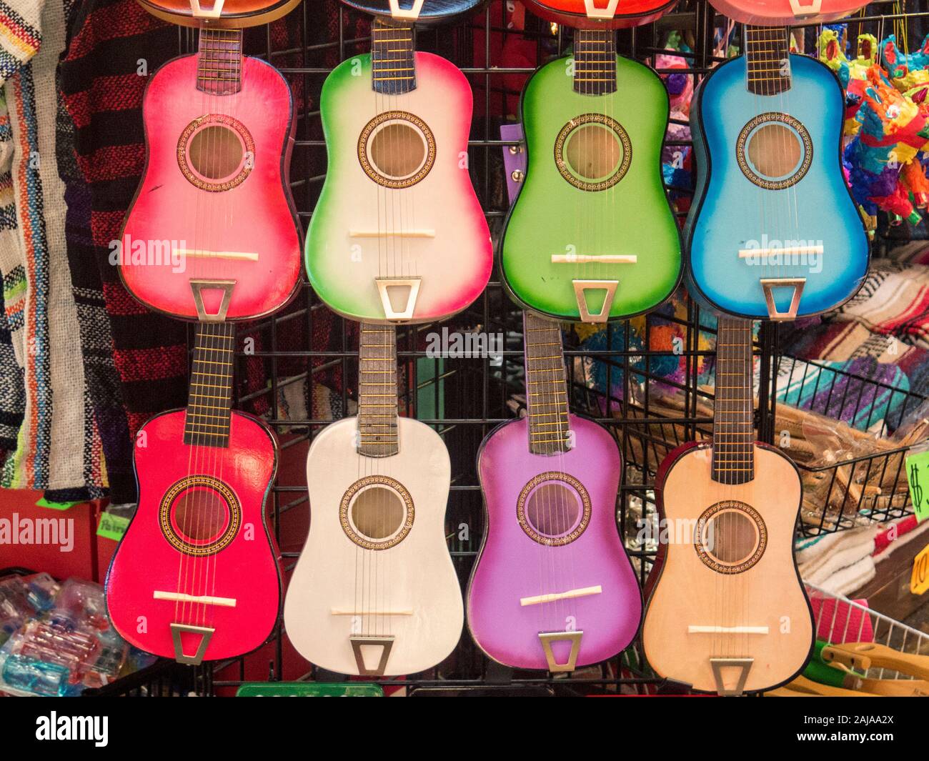 toy guitars in market, San Antonio Texas Stock Photo