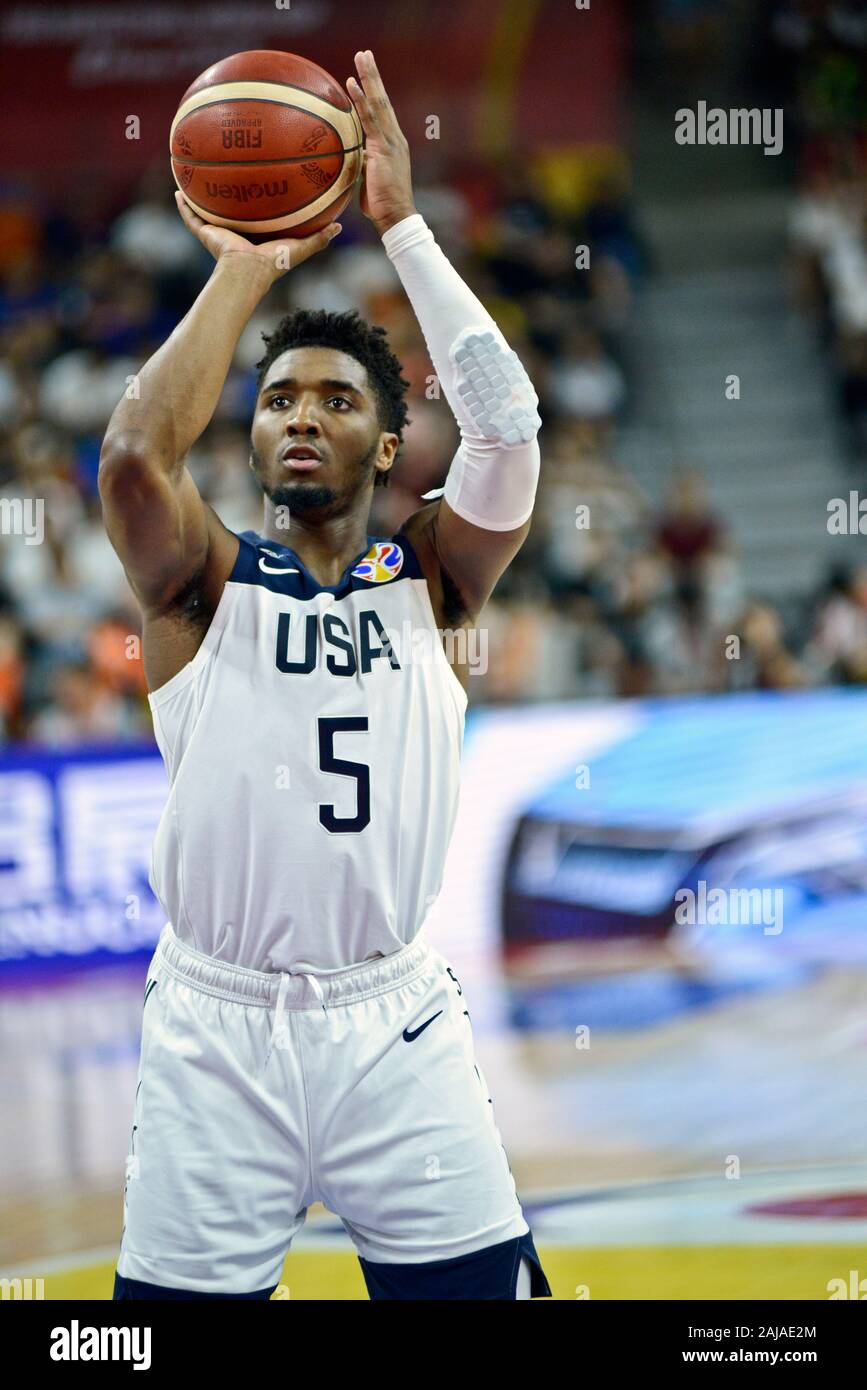 Donovan Mitchell (United States) vs. France. FIBA Basketball World Cup China 2019, Quarter Finals Stock Photo