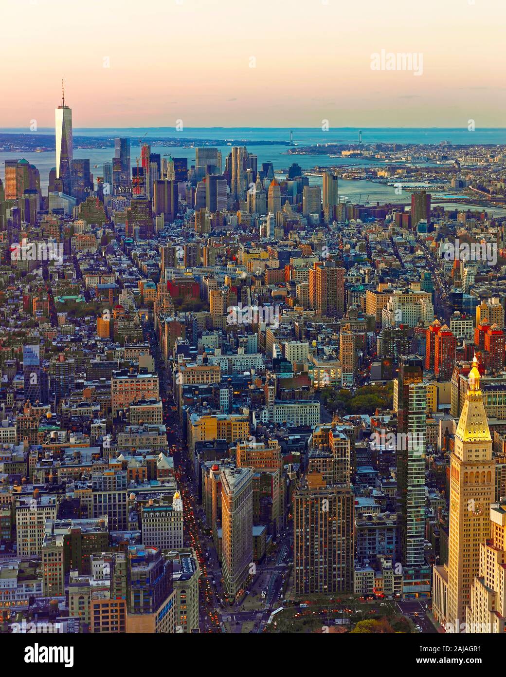 Aerial view of Flatiron district in New York reflex Stock Photo
