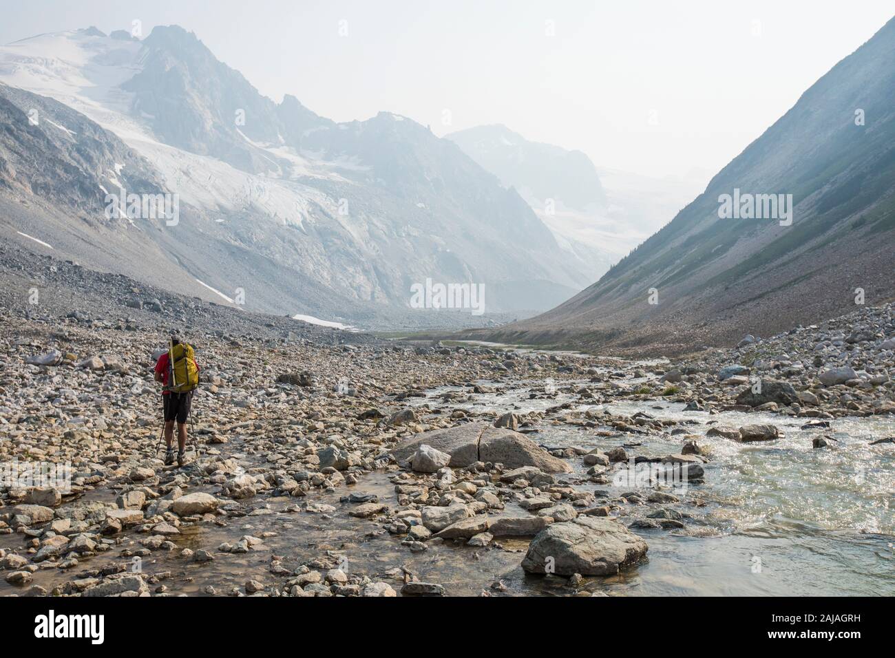 Backpacking through Athelney Pass, British Columbia, Canada Stock Photo