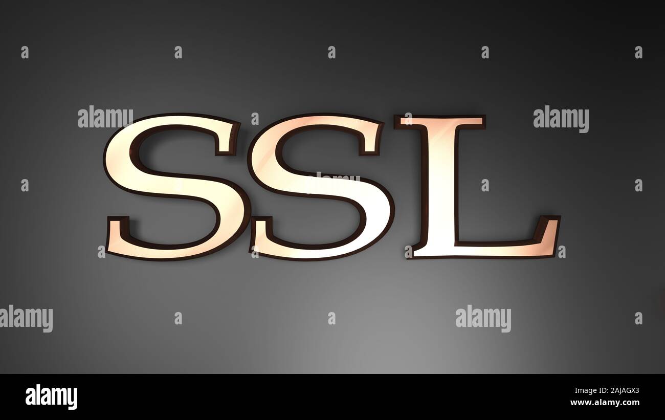 Ssl secure socket layer copper on black background 3d rendering