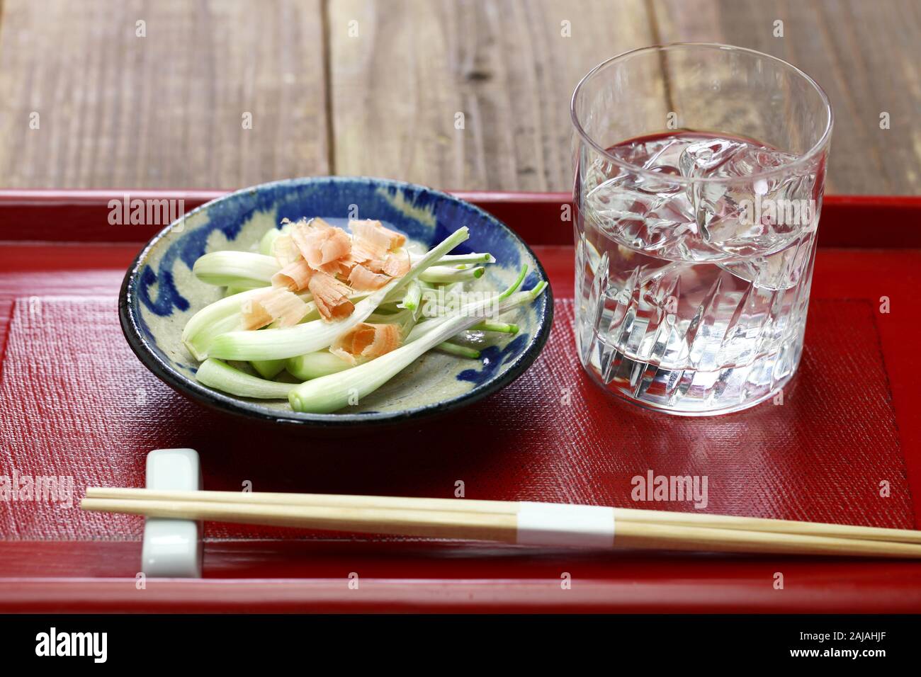 shima rakkyo, pickled okinawa shallot with katsuobushi, japanese food Stock Photo