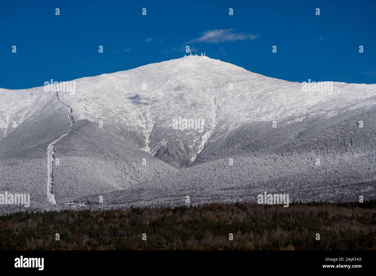 Snow covered Mt. Washington, New Hampshire, which is the highest peak