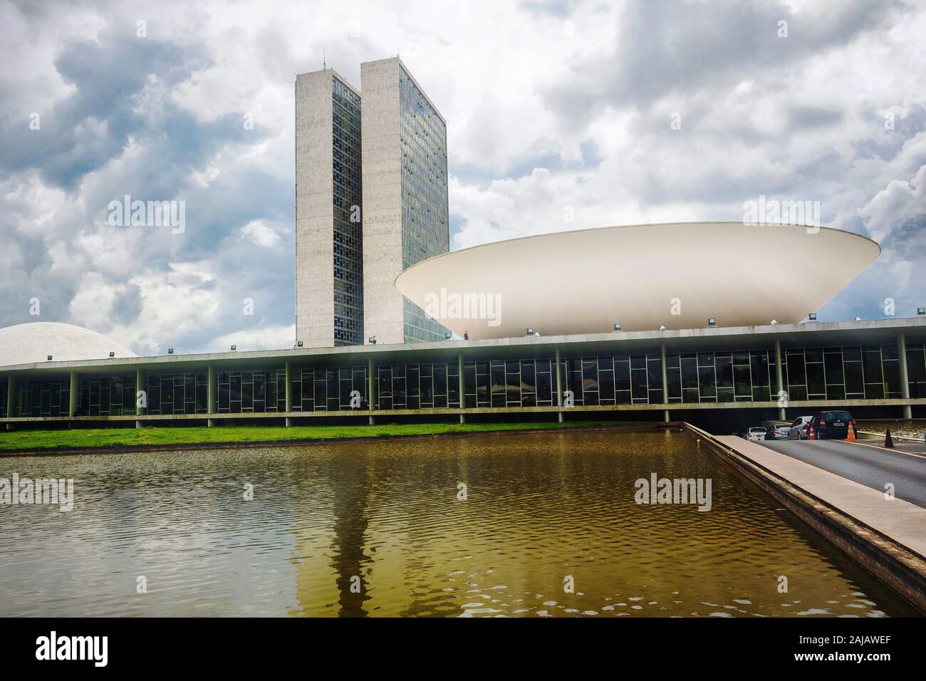 Brasilia, Brazil - November 20, 2015: View of Brazilian National Congress building, the legislative body of Brazil's federal government, in Brasilia, Stock Photo