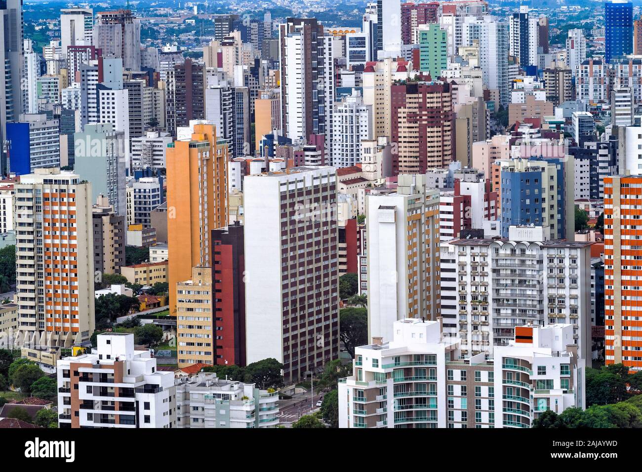 Aerial view of Curitiba cityscape, Parana State, Brazil. Stock Photo