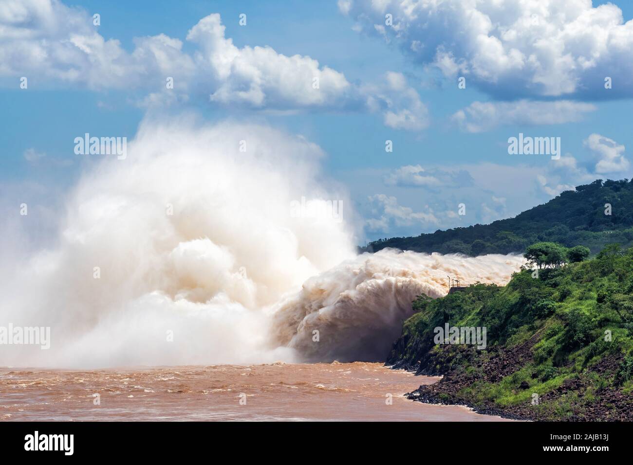 Spillway at Itaipu Dam, on the border of Brazil and Paraguay. Stock Photo