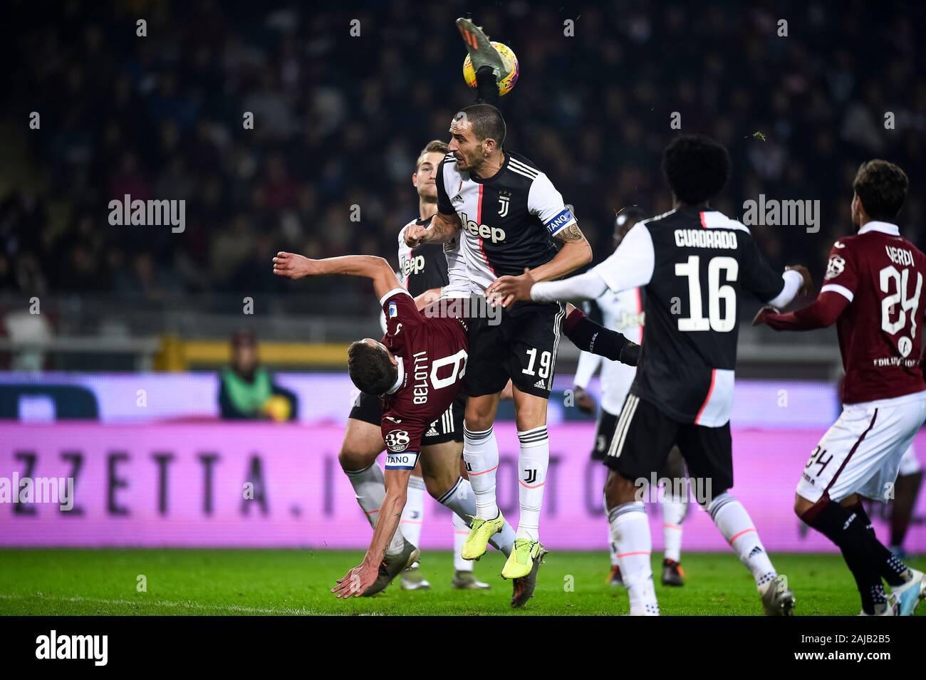 Turin, Italy - 02 November, 2019: Andrea Belotti of Torino FC attempts a bicycle kick during the Serie A football match between Torino FC and Juventus FC. Juventus FC won 1-0 over Torino FC. Credit: Nicolò Campo/Alamy Live News Stock Photo
