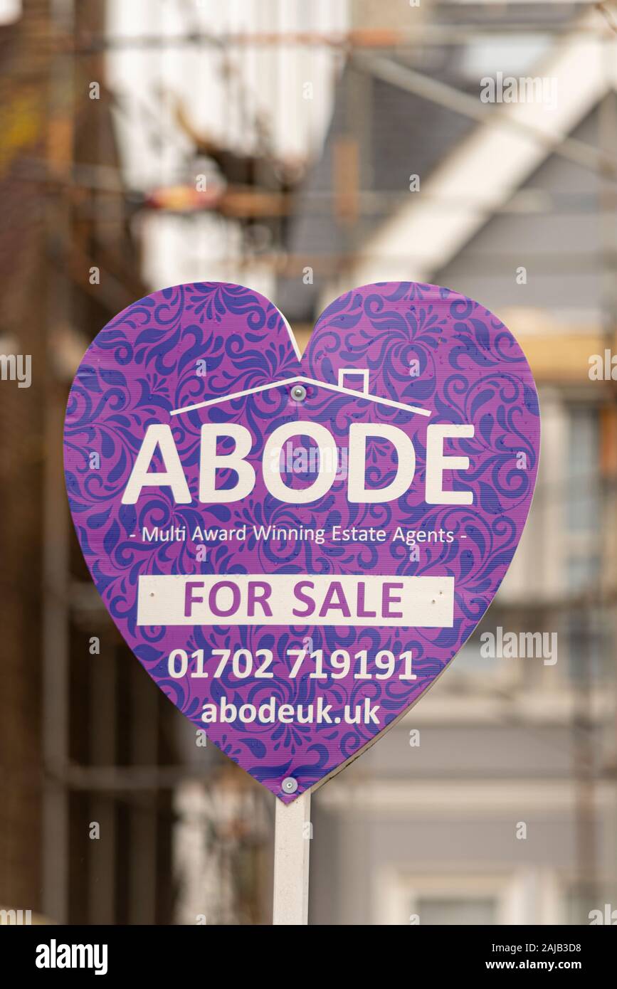 Abode estate agent property for sale sign Southend on Sea, Essex, UK