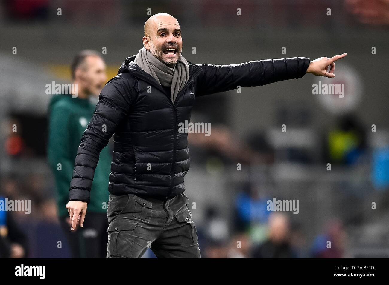 Milan, Italy - 06 November, 2019: Josep Guardiola, head coach of Manchester City FC, gestures during the UEFA Champions League football match between Atalanta BC and Manchester City FC. The match ended in a 1-1 tie. Credit: Nicolò Campo/Alamy Live News Stock Photo