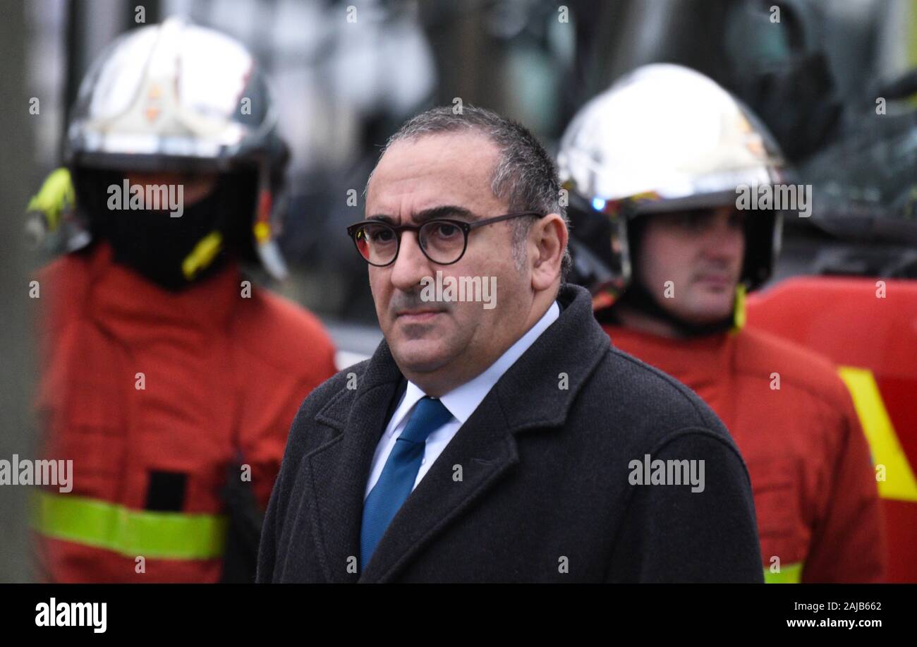 *** STRICTLY NO SALES TO FRENCH MEDIA OR PUBLISHERS *** January 03, 2019 - Paris, Villejuif: French Junior Interior Minister Laurent Nunez arrives near the scene of a fatal knife attack near the Haute-Bruyeres park in a southern suburb of Paris. At least one person was killed and several wounded before police shot dead the assailant. Stock Photo